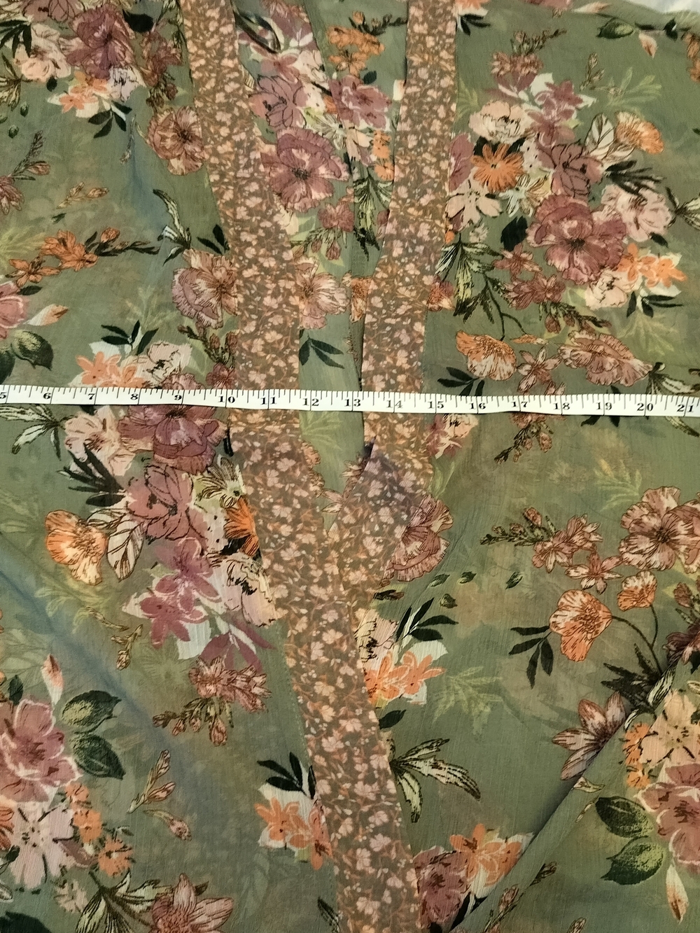 Maurices Olive Green Floral Blouse with Pink Blossoms